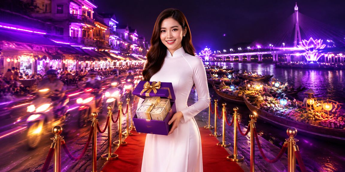Không khí lễ hội khuyến mãi VIP tại Cần Thơ – người chơi nhận thưởng bonus trong trang phục áo dài truyền thống